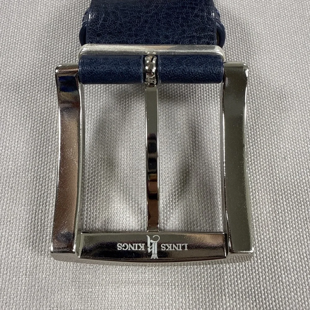 Links & Kings Belt Men's 36 Navy Blue Italian Leather Golf Made USA 1.5